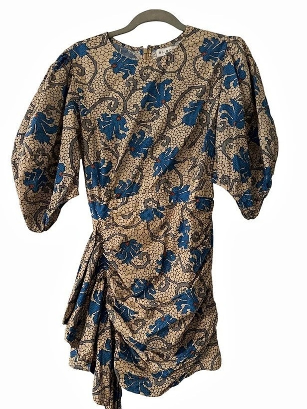Rhode Pia Mini Dress in Brown & Blue